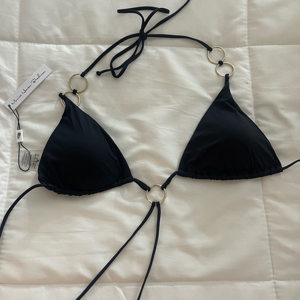 Monica Hansen Beachwear Girl On Fire Bikini Top in Black XL New Nwt Swim